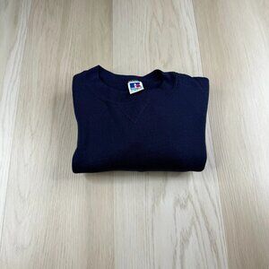 Y2K Russell Athletic Navy Blue Soft Touch Classic Crewneck Sweatshirt Size XL